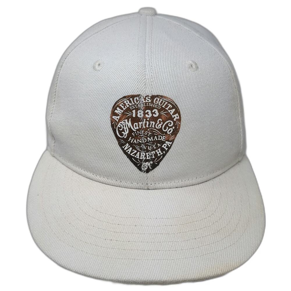 THREE IN Snapback Hat White One Size Martin Guitar Nazareth PA Flat Brim Pick